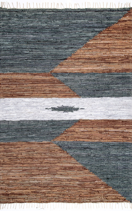 Leather Abstract Area Rug 120x180 cm Natural Design