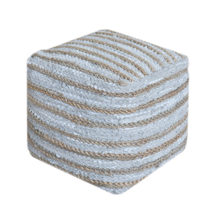 Leather And Hemp Estella Pouf For Patio Seating