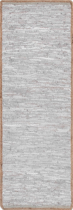 Leather Flatweave Area Rug 152cm Light Grey