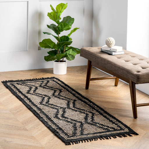 Leather Flatweave Rug With Tassels Natural 120x180 cm