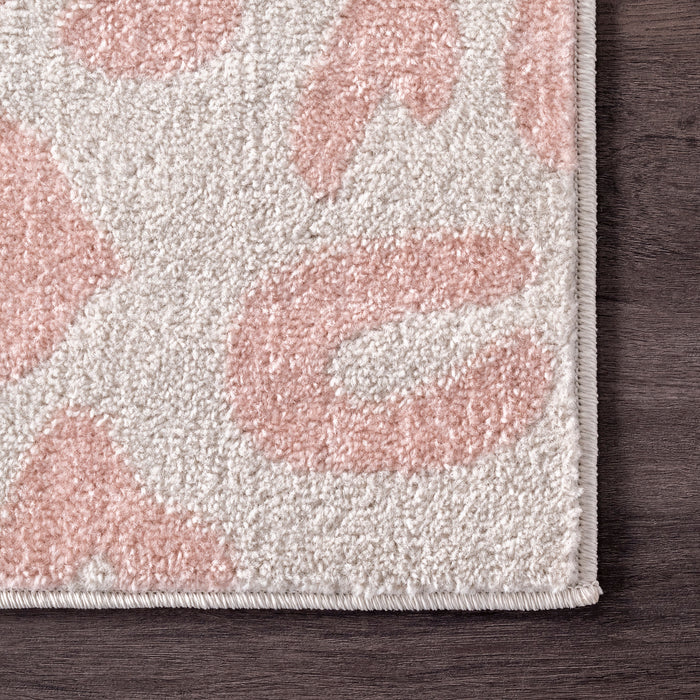 Leopard Pattern Area Rug in Baby Pink