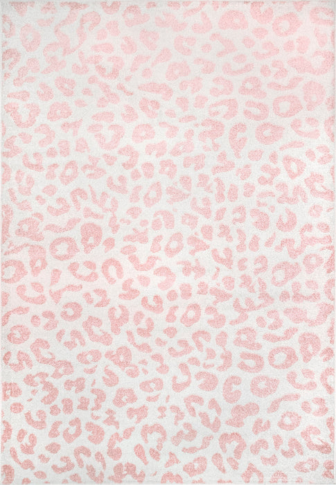 Leopard Pattern Area Rug in Baby Pink