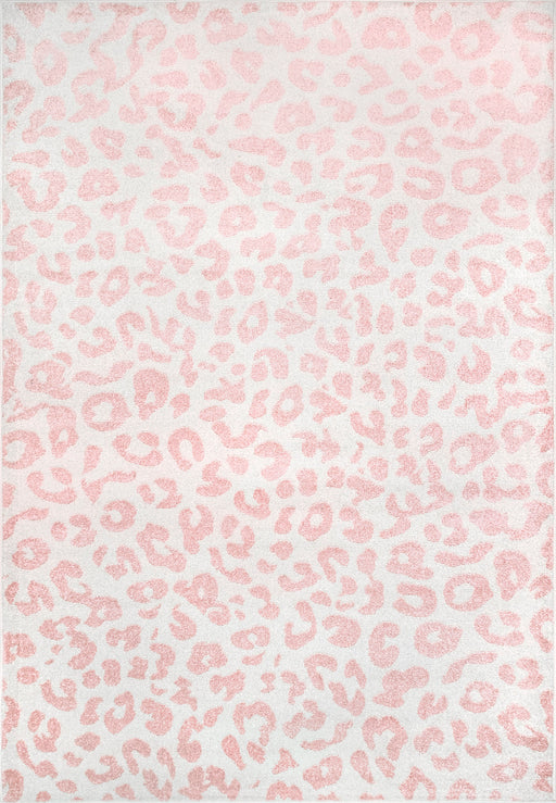 Leopard Pattern Area Rug in Baby Pink