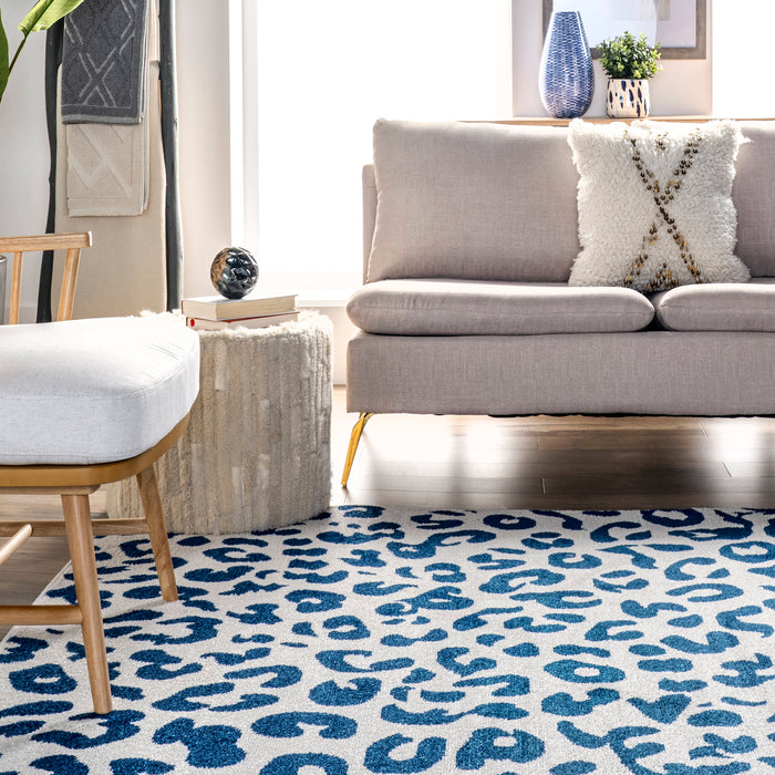 Leopard Print Area Rug 120x180 cm in Blue