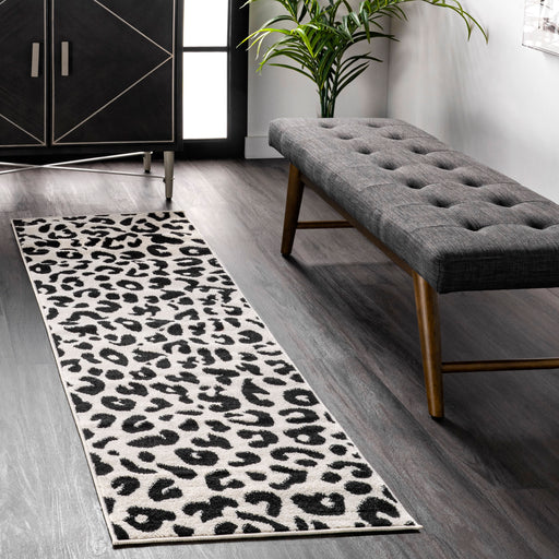 Leopard Print Area Rug 160x230 cm Dark Grey