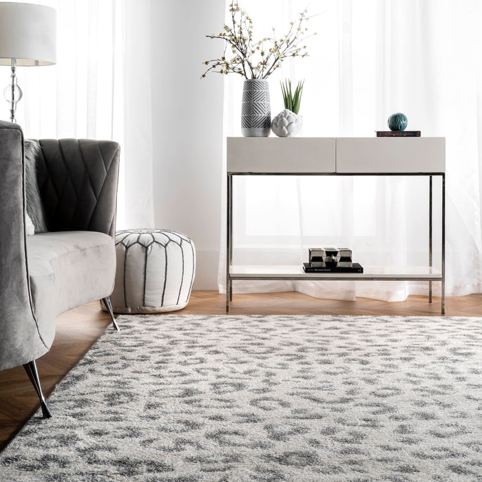 Leopard Print Area Rug Grey 120x180 cm