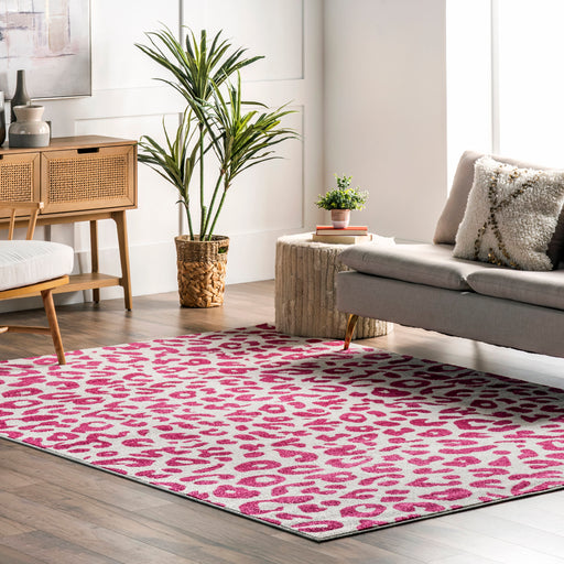 Leopard Print Area Rug Pink 120x180 cm