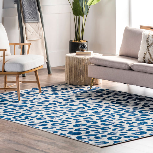 Leopard Print Area Rug in Blue 120x180 cm