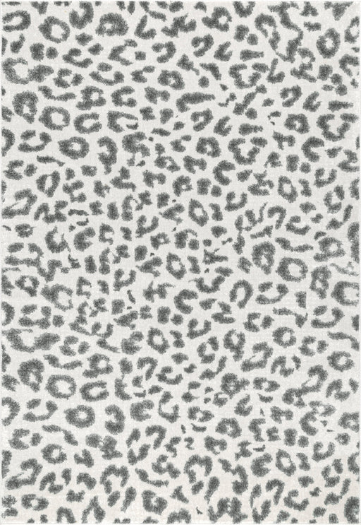 Leopard Print Area Rug in Grey