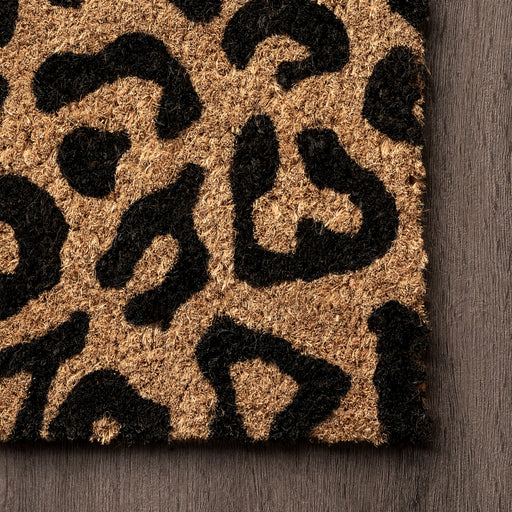 Leopard Print Coir Doormat Natural Fiber 40x60 cm