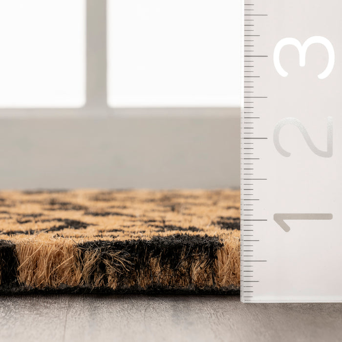 Leopard Print Coir Doormat Natural Fiber 40x60 cm