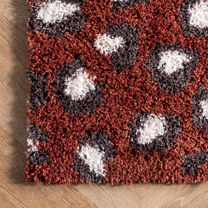 Leopard Print Shag Area Rug Red 120x180 cm