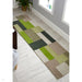 Lexus Modern Geometric Blocks Hand-Woven Carved Wool Green/Beige/Black/White Rug