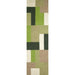 Lexus Modern Geometric Blocks Hand-Woven Carved Wool Green/Beige/Black/White Runner