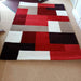 Lexus Modern Geometric Blocks Hand-Woven Carved Wool Red/Taupe/Black/White Rug