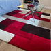 Lexus Modern Geometric Blocks Hand-Woven Carved Wool Red/Taupe/Black/White Rug