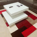 Lexus Modern Geometric Blocks Hand-Woven Carved Wool Red/Taupe/Black/White Rug