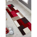 Lexus Modern Geometric Blocks Hand-Woven Carved Wool Red/Taupe/Black/White Rug