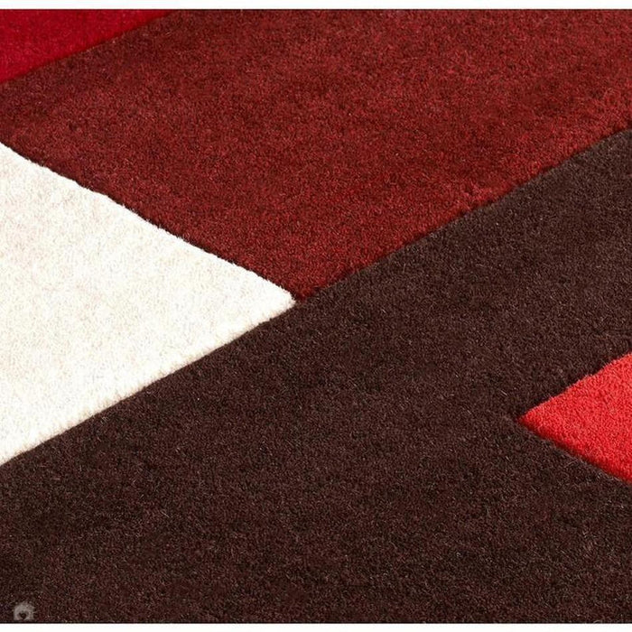 Lexus Modern Geometric Blocks Hand-Woven Carved Wool Red/Taupe/Black/White Runner