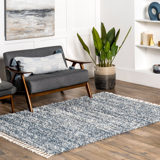 Light Blue Shag Area Rug With Tassels 120x180 cm