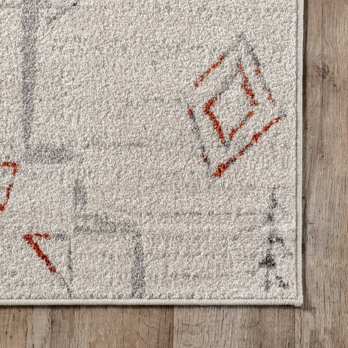 Light Grey Abstract Distressed Area Rug 5x7 cm