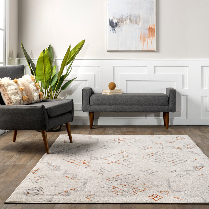 Light Grey Abstract Distressed Area Rug 5x7 cm