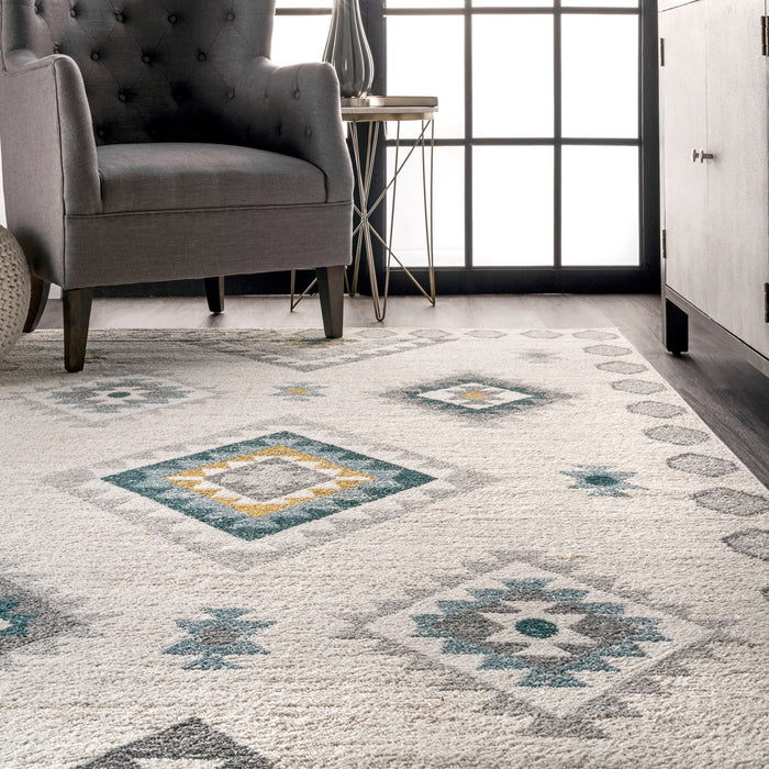 Light Grey Aztec Diamonds Area Rug 160x230 cm