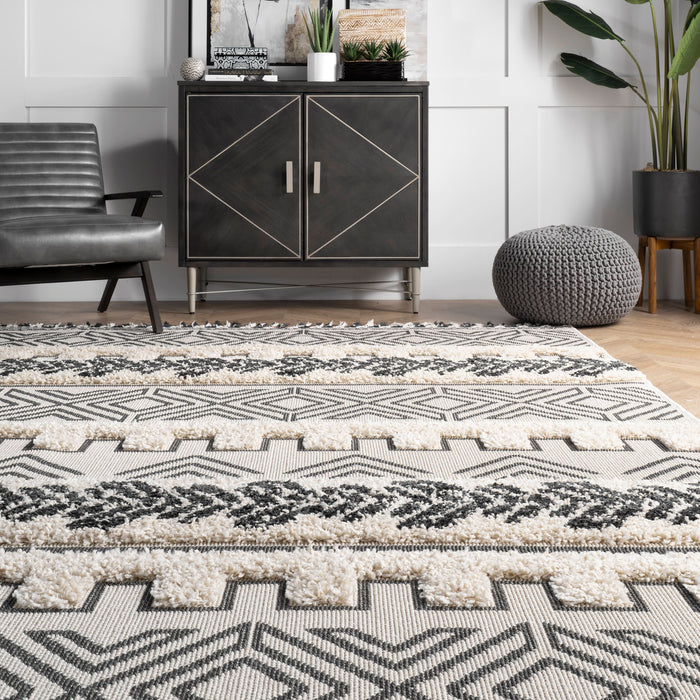 Light Grey Banded Shag Area Rug 120x180 cm