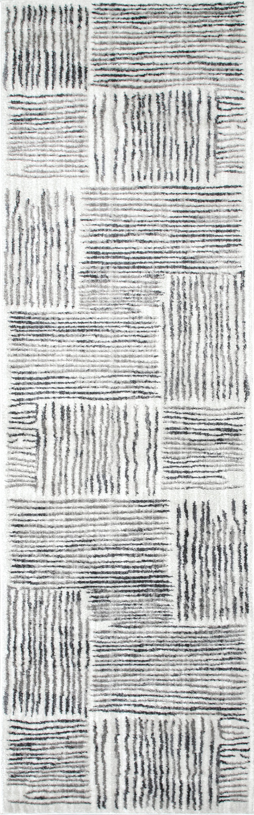 Light Grey Checkered Area Rug 120x180 cm