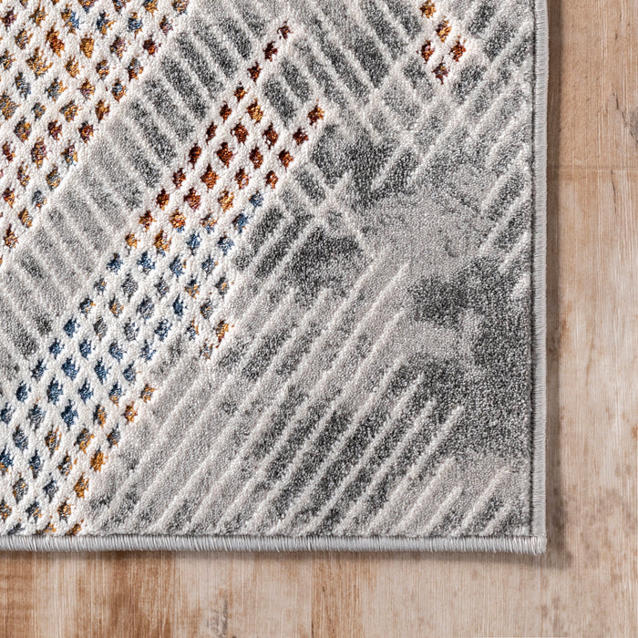 Light Grey Crosshatched Lattice Area Rug 140x200 cm