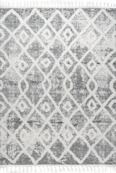 Light Grey Diamond Trellis Area Rug 152cm x 243cm