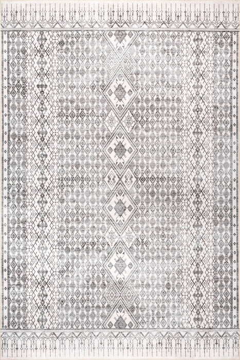 Light Grey Distressed Diamond Area Rug 152x229 cm