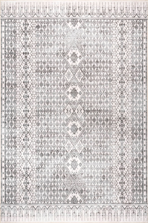 Light Grey Distressed Diamond Area Rug 152x229 cm