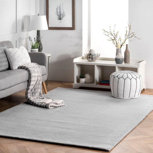 Light Grey Faux Rabbit Shag Area Rug 120 cm x 180 cm