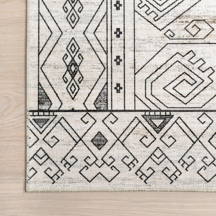 Light Grey Geometric Rug 140x200 cm Machine Washable