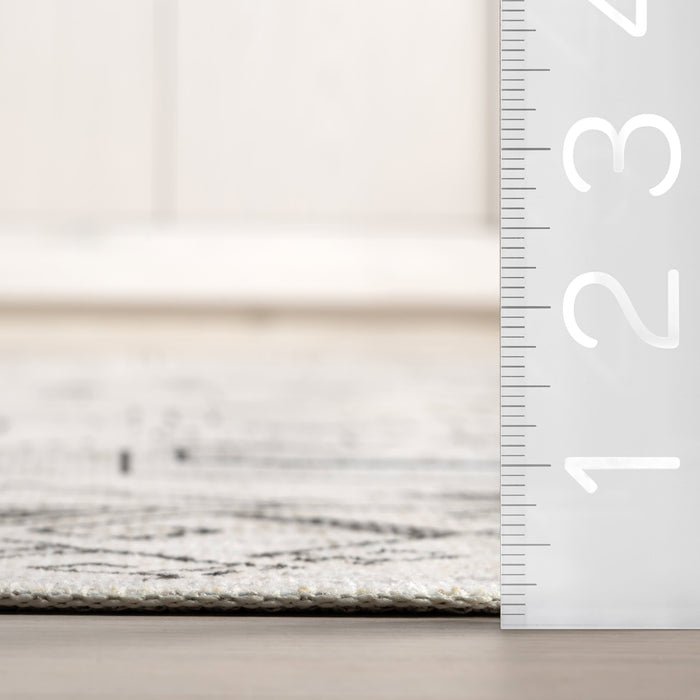 Light Grey Geometric Rug 140x200 cm Machine Washable