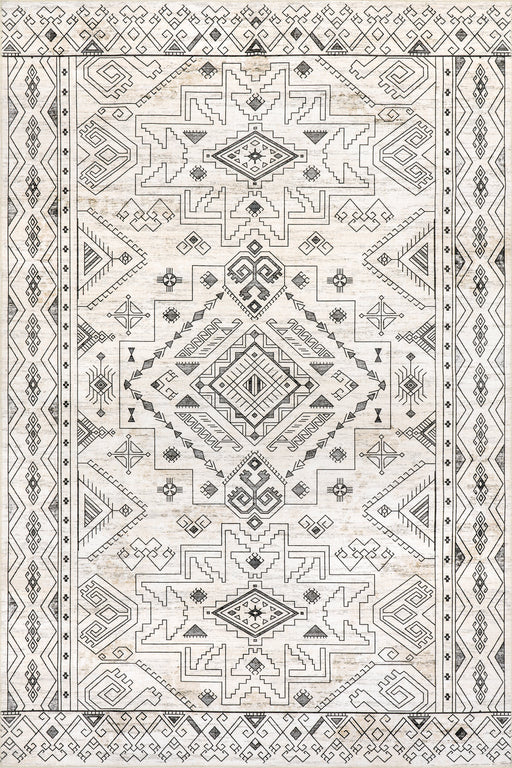 Light Grey Geometric Rug 140x200 cm Machine Washable