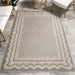 Light Grey Indoor Outdoor Wave Border Rug 152x244 cm