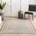 Light Grey Indoor Outdoor Wave Border Rug 152x244 cm