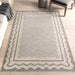 Light Grey Indoor Outdoor Wave Border Rug 152x244 cm