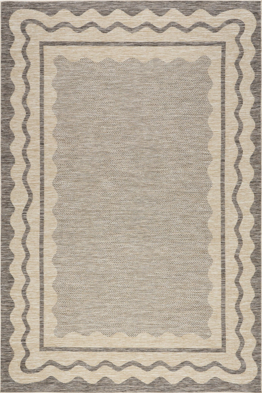 Light Grey Indoor Outdoor Wave Border Rug 152x244 cm