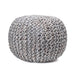 Light Grey Knitted Jute Pouf for Seating and Decor