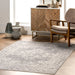 Light Grey Machine Washable Medallion Area Rug