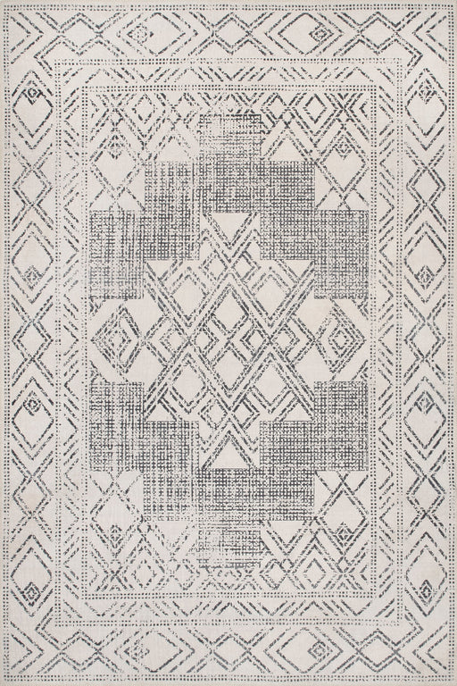Light Grey Machine Washable Medallion Area Rug