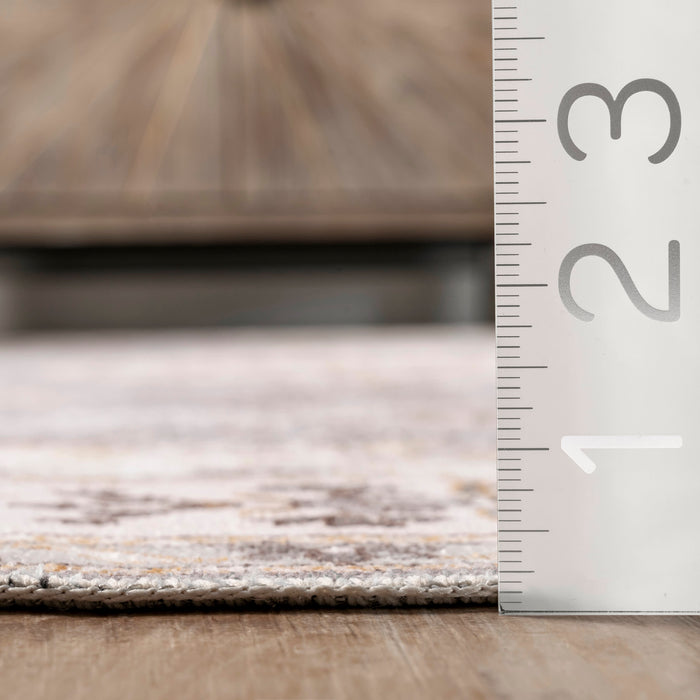 Light Grey Medallion Washable Area Rug 140 x 200 cm