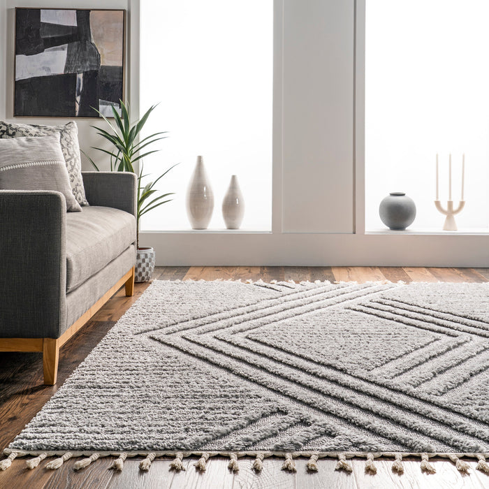 Light Grey Shag Area Rug 140x200 cm