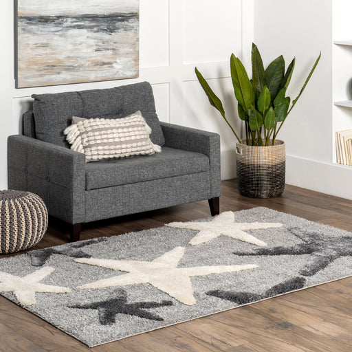 Light Grey Shag Starfish Area Rug 140 cm x 200 cm