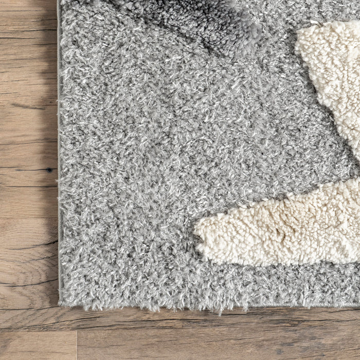 Light Grey Shag Starfish Area Rug 140 cm x 200 cm