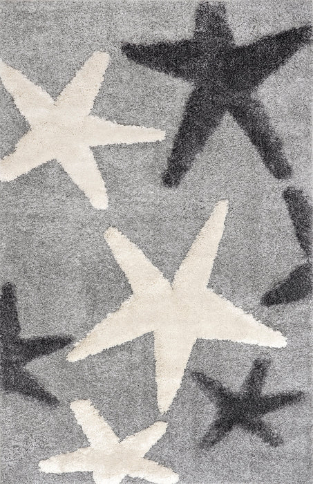 Light Grey Shag Starfish Area Rug 140 cm x 200 cm
