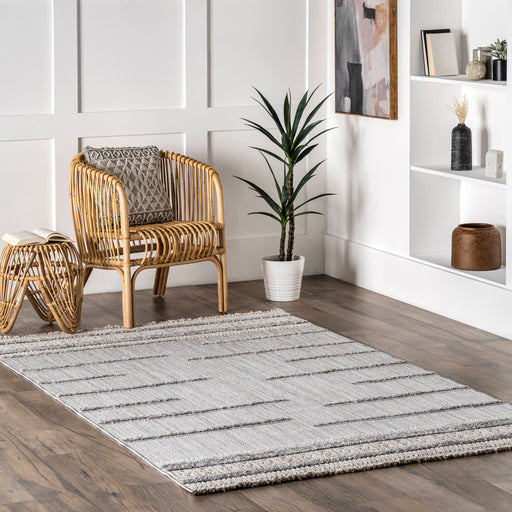 Light Grey Striped Area Rug for Home Décor